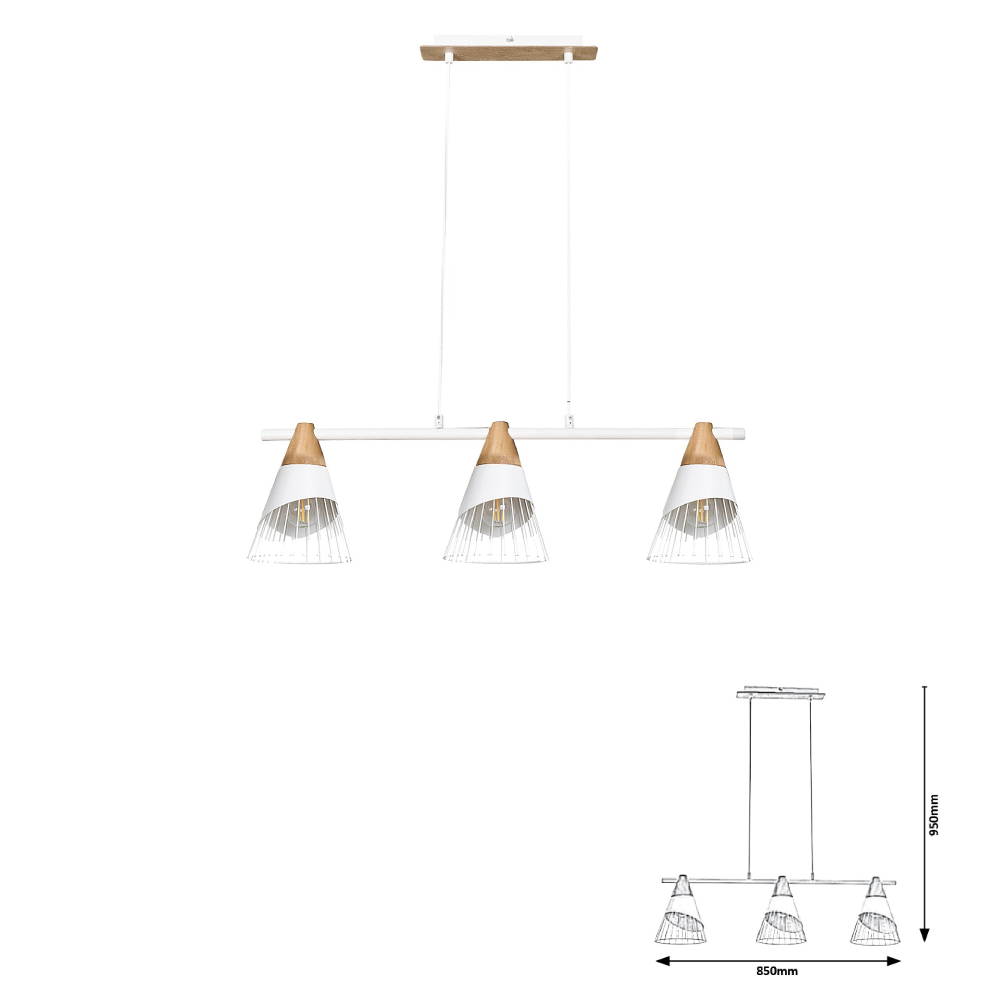 PENDUL ISAAC ALB-METAL E27 3X60W nu se mai fabrica