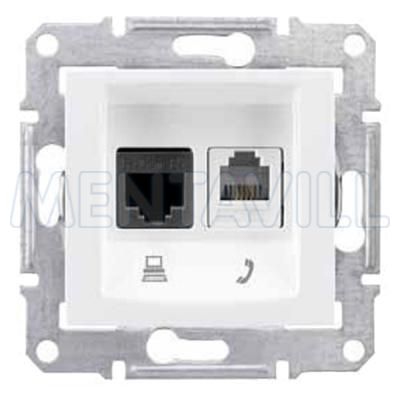 SEDNA PRIZA RJ11+RJ45 STP CAT6 ALB FARA RAMA