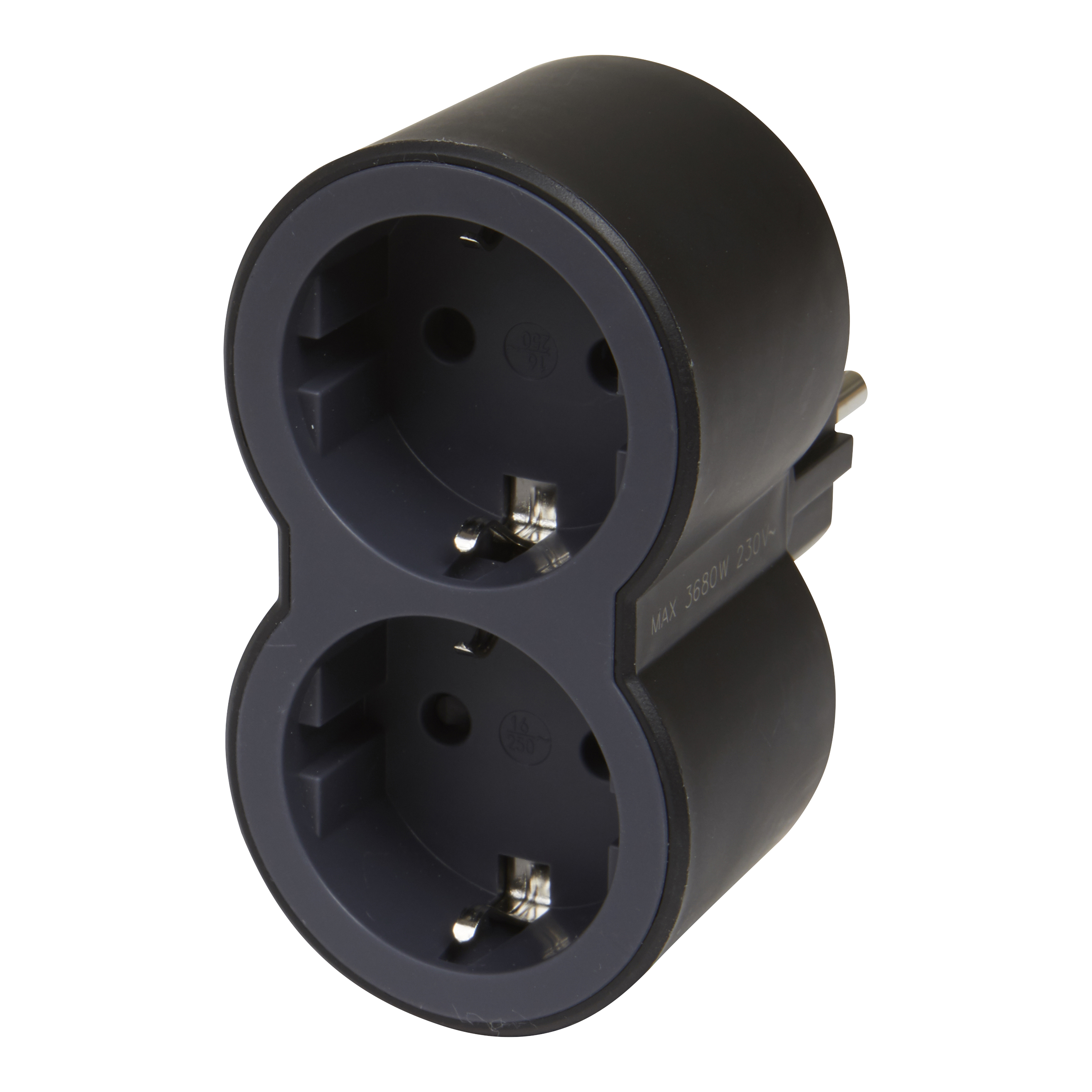 ADAPTOR PRIZA 2 POSTURI 2P+T 16A NEGRU