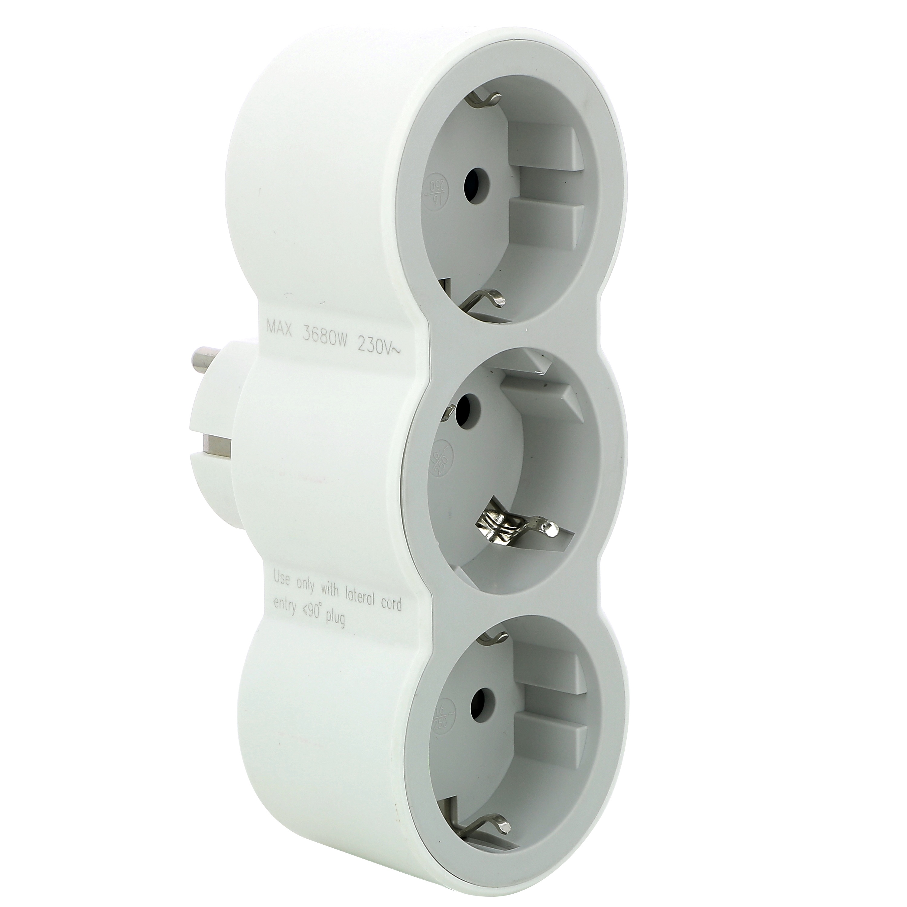 ADAPTOR PRIZA 3 POSTURI 2P+T 16A ALB GRI