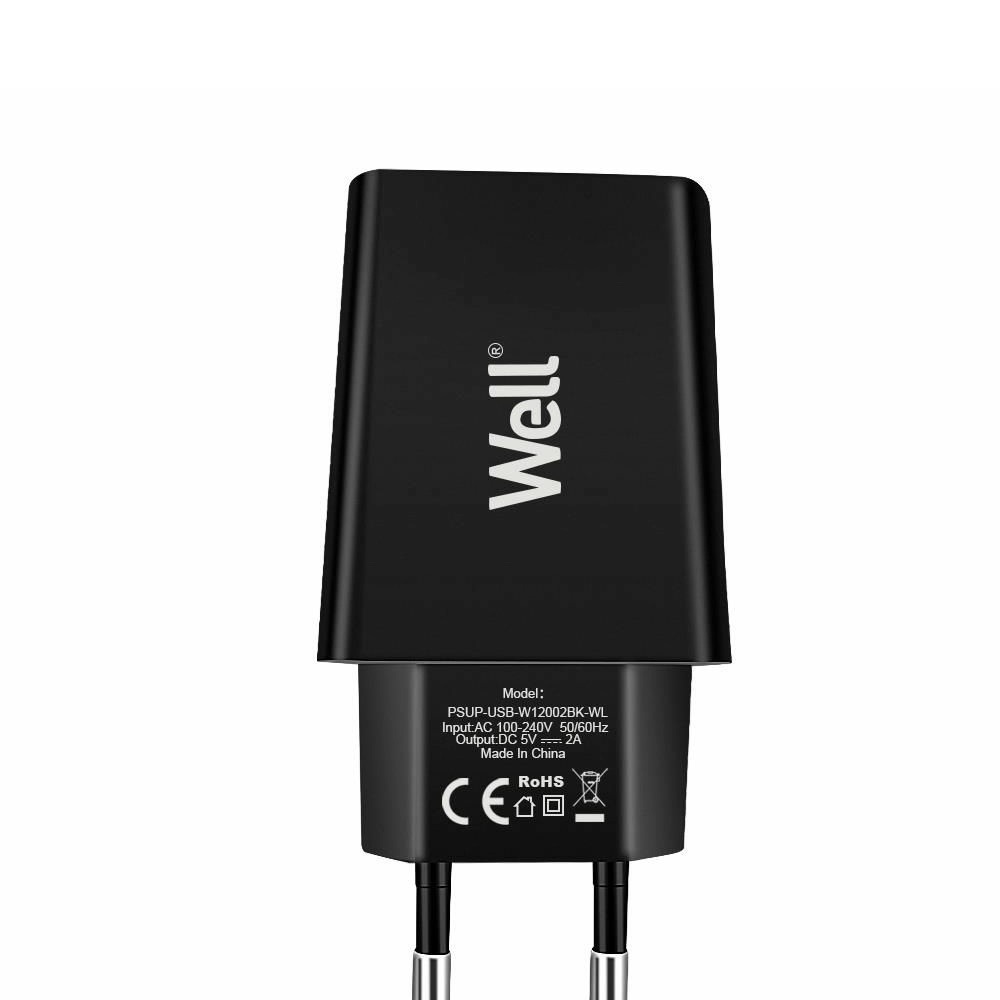 INCARCATOR RETEA 1XUSB-A 2A NEGRU PSUP-USB-W12002BK-WL