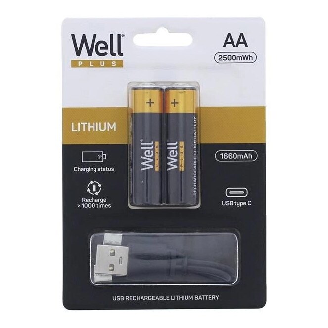 ACUMULATOR R6 USB C 1660MAH 2/SET ACCU-14500/166C-BL2-WL