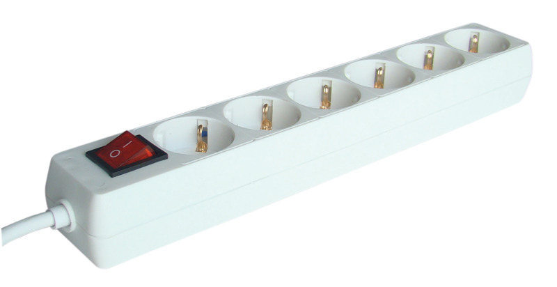 PRELUNGITOR CU INTRERUPATOR 6PRIZE LUNGIME 3m MAXIM 16A 3680W CABLU H05VV-F 3X1.5