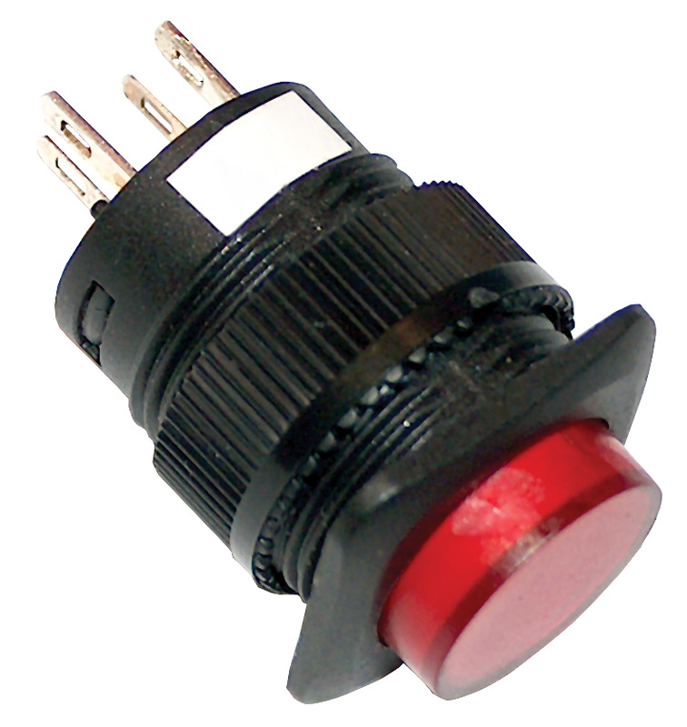 BUTON MINI SEM. LUM. 12V 1xND ROSU MNG-012R