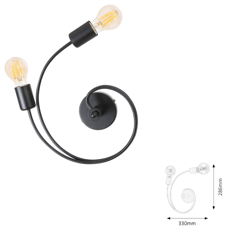 PLAFONIERA CARLY 2X15W E27 NEGRU