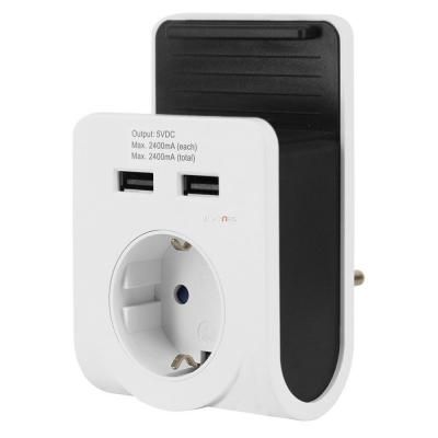 ADAPTOR 2XUSB A +1 XSCHUKO 16A GAO-6005H