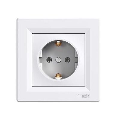 ASFORA PRIZA SIMPLA CU PROTECTIE COPII  2P+T 16A ALB