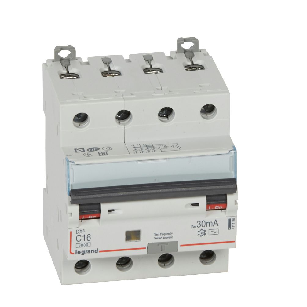 DX3 DISJUNCTOR DIFERENTIAL 4P 16A 30mA 6kA 4MODULE