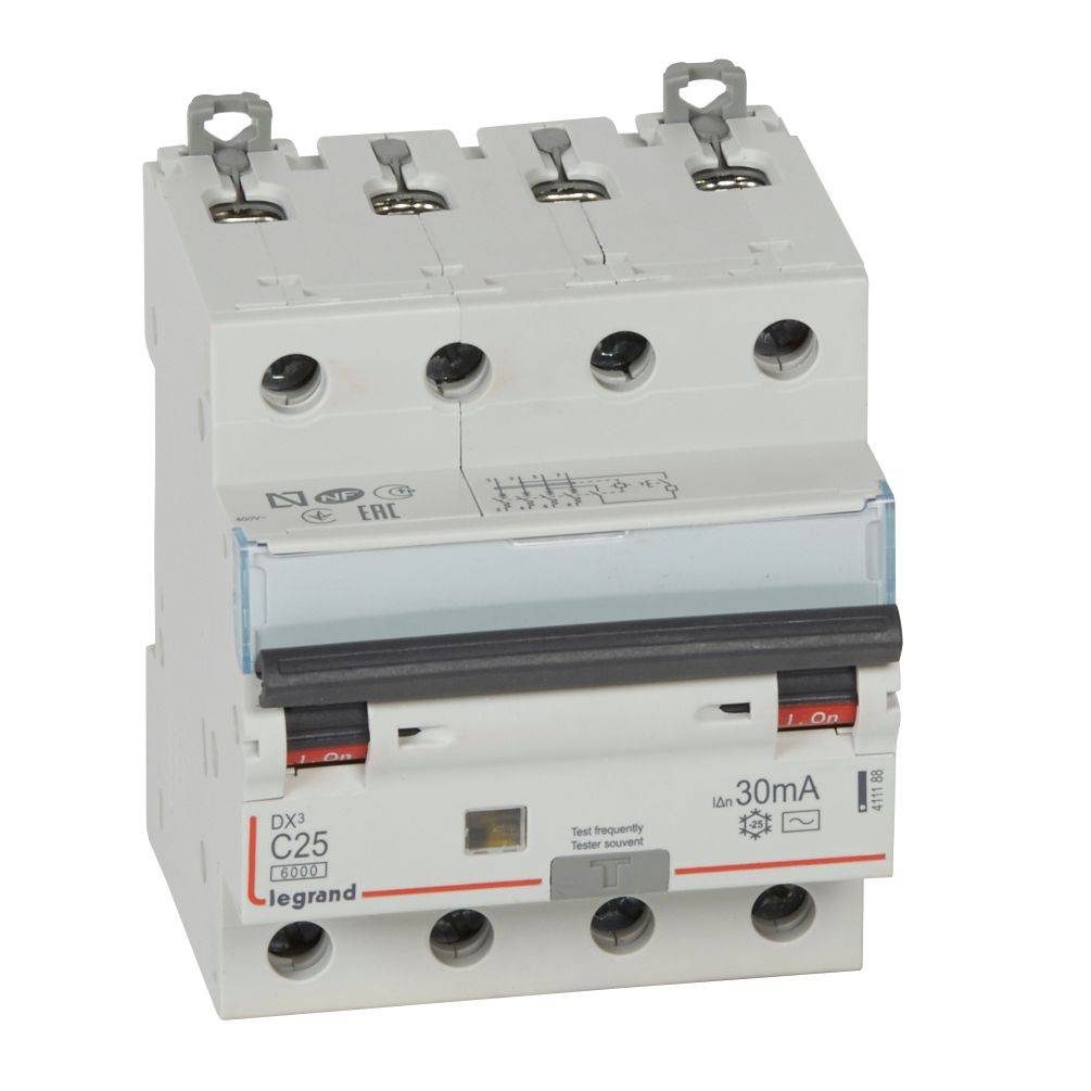 DX3 DISJUNCTOR DIFERENTIAL 4P 25A 30mA 6kA 4MODULE