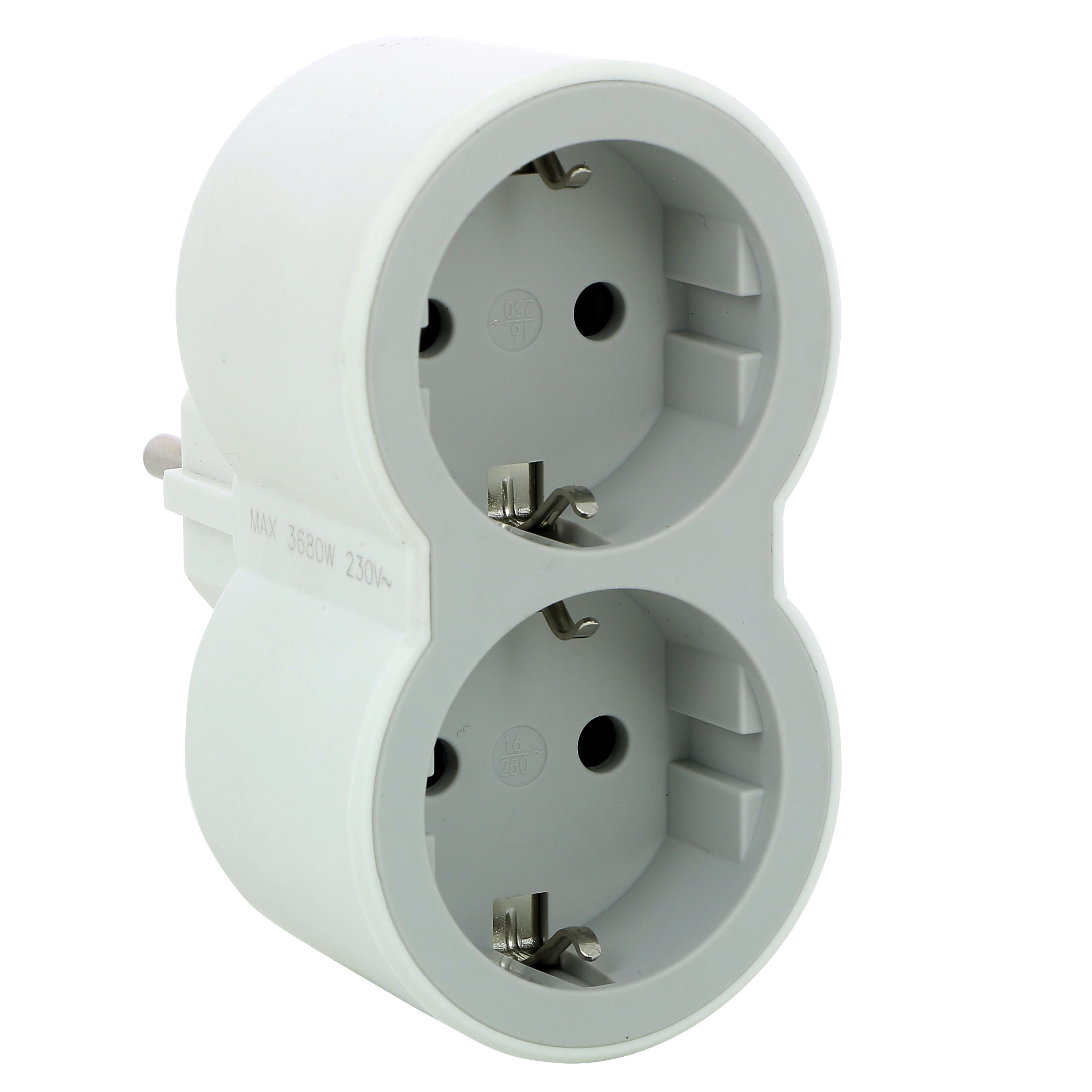 ADAPTOR PRIZA 2 POSTURI  2P+T 16A ALB GRI