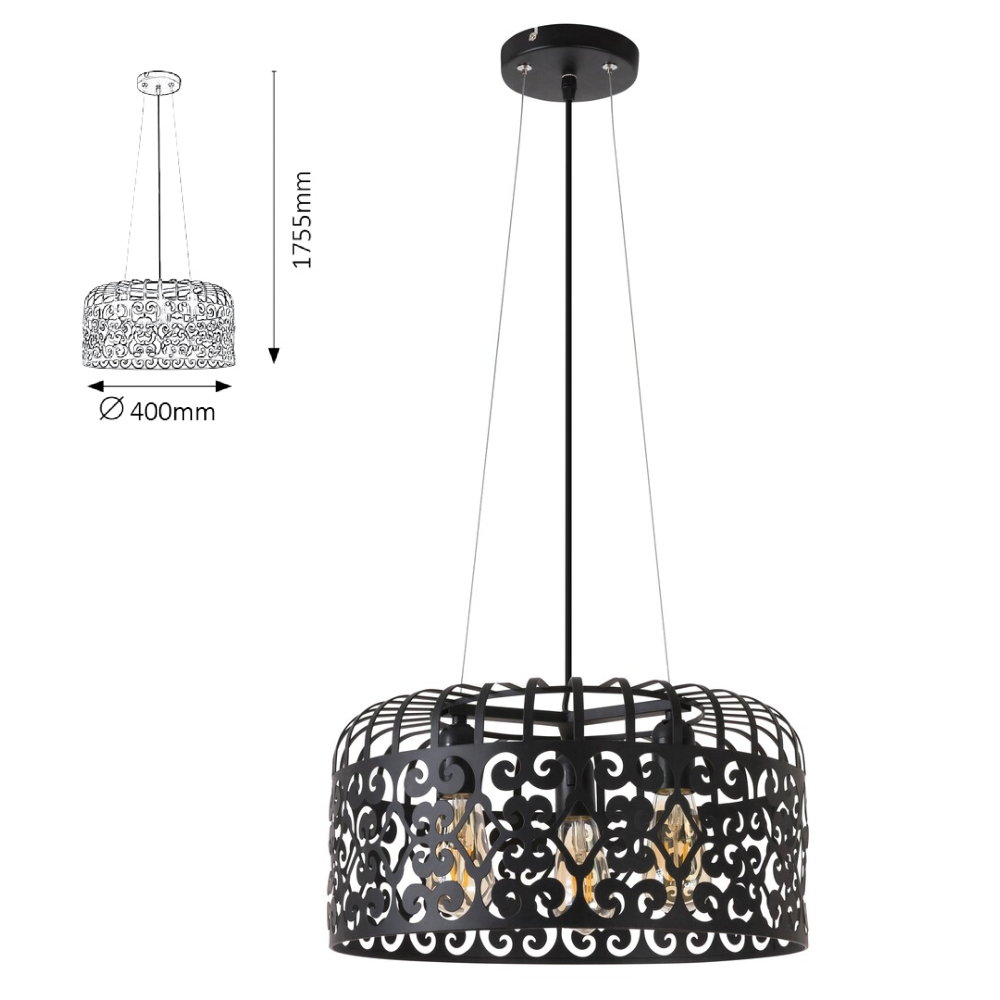 PENDUL ALESSANDRA 3X40W E27*