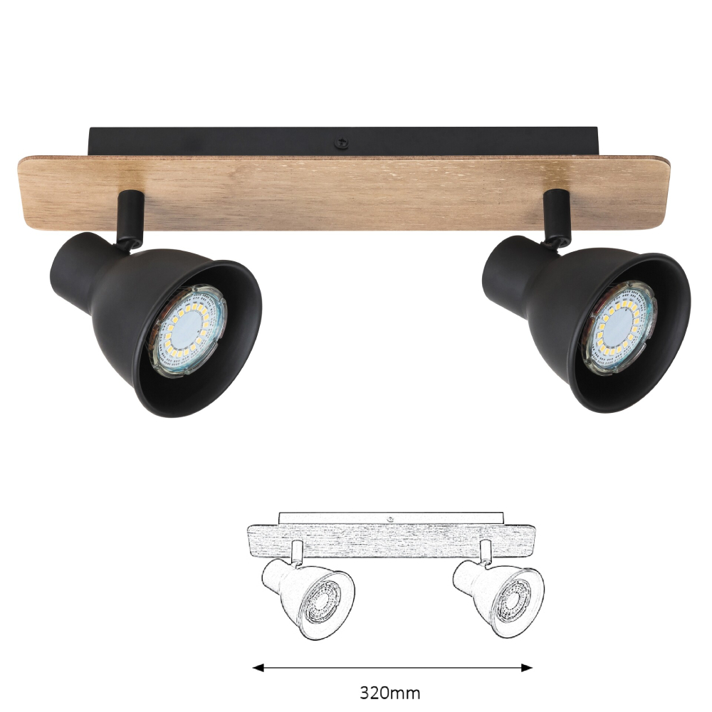 PLAFONIERA SPOT MAC 2X15W GU10 NEGRU
