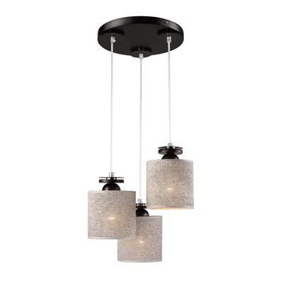 PENDUL 3X60W E27 ROSA TEXTIL CREM