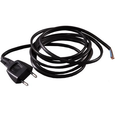 CORDON CU FISA CABLU 2X0,75 LUNGIME 2M NEGRU