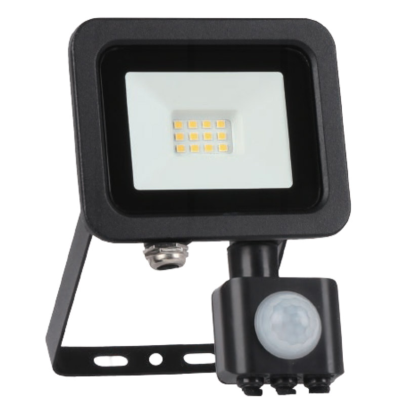 REFLECTOR LED SENZOR SLIM 10W 900LM 4000K NEGRU